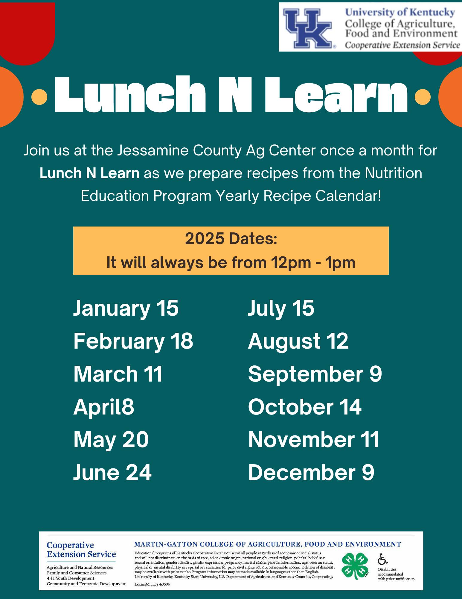 Lunch n Learn dates